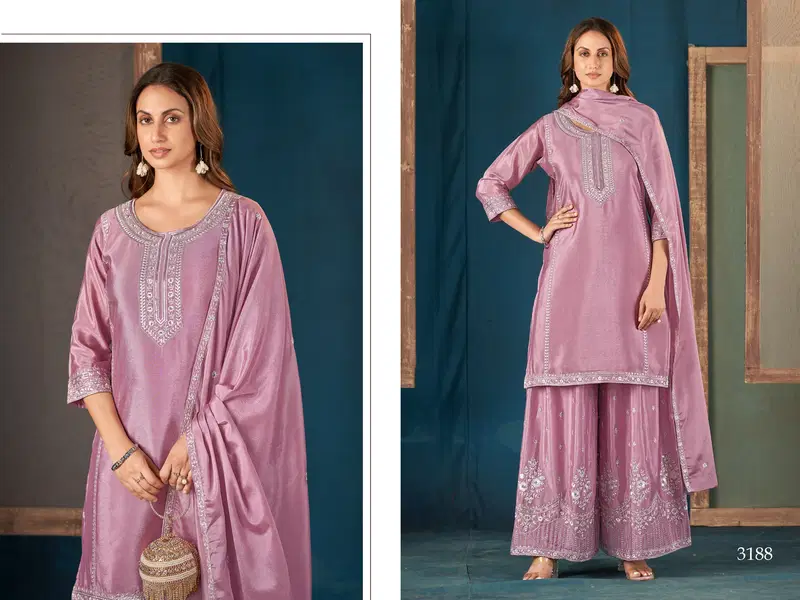 3188 To 3191 By Ladies Flavour Chinon Readymade Suits Exporters In India